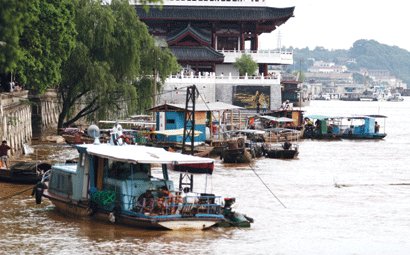 7月17日,长沙湘江段,受暴雨影响湘江水位不断上涨记者吴小兵摄